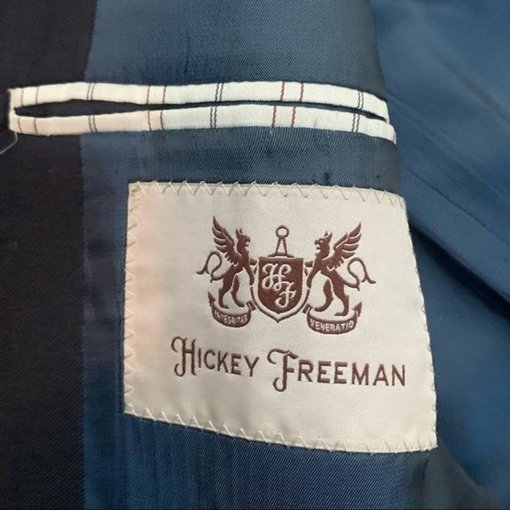 Hickey Freeman Milburn II Navy Blue Blazer 100% Worsted Wool Size‎ 42L - Picture 8 of 11